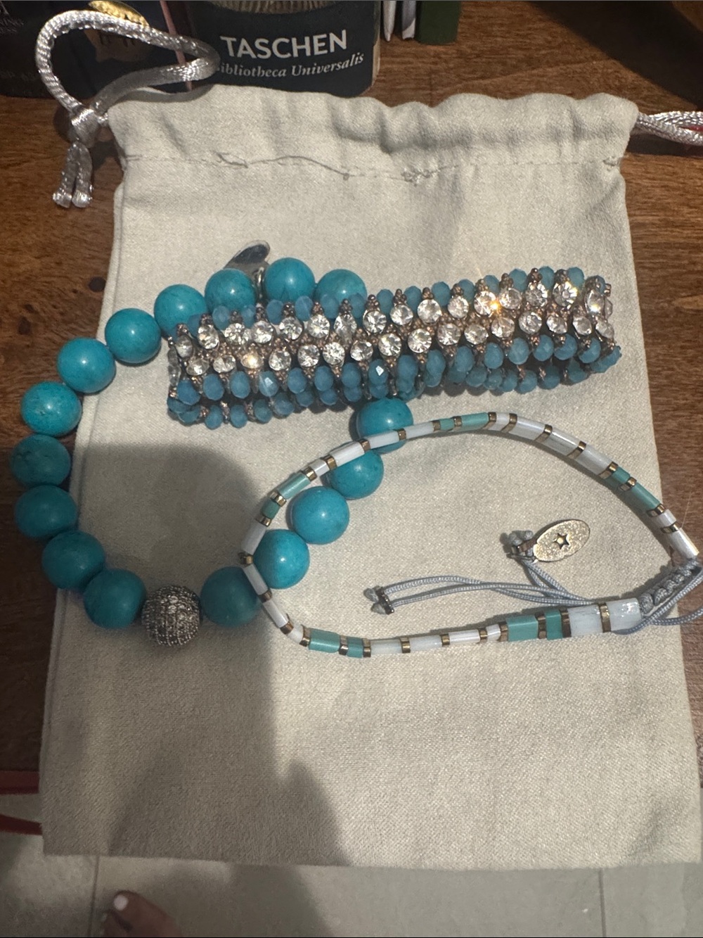 Turquoise Beaded & Crystal Bracelet Set - Women's Layering Bracelets